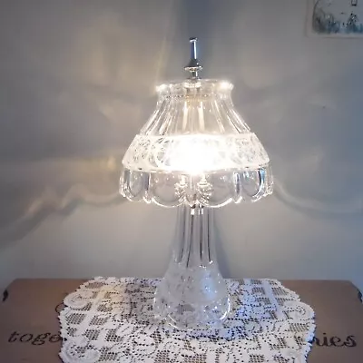 Vintage Lead Glass Cut Crystal Lamp Vanity Table Boudoir Light 1980s • $39.99