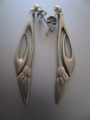 Ola Gorie Scottish Designer Silver Thistle Modernist Drop Earrings Omg Orkney • £69