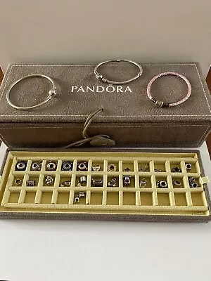 $650 • Buy PANDORA CHARMS AND SPACERS, 3 BRACELETS AND JEWELLERY  BOX 925 Silver
