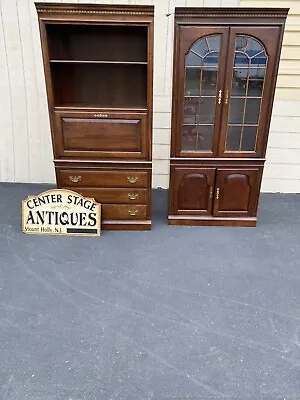 12345   Pair Mahogany Bookcase Cabinets 1 With Desk Pennsylvania House • $675