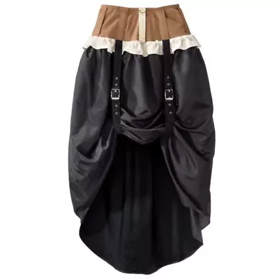 FUNHOUSE Women's Knit Waistband Gathered Skirt Size M Black Brown Steampunk • $32.99