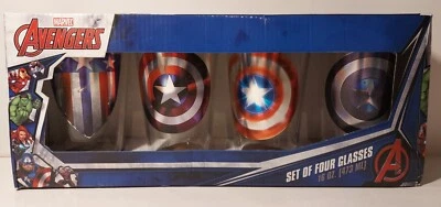 $51.53 • Buy Marvel Avengers Captain America Shield Pint Glasses Set Of 4 Vandor