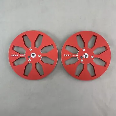 🏅 1 Pair Aluminum AKAI Red 7 1/4 Inch Take Up Reel For Open Reel Tape Recorders • $90