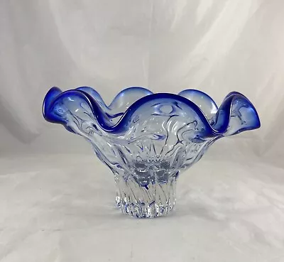 VTG Shannon Crystal Designs Of Ireland Clear Turning To Blue Glass Bowl Poland • $29.71