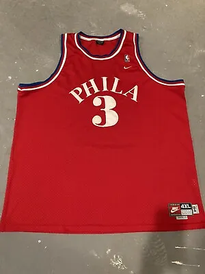 Vintage Nike Team Sport Phila Philadelphia 3 Iverson 4XL  Red Jersey NBA • $39.95