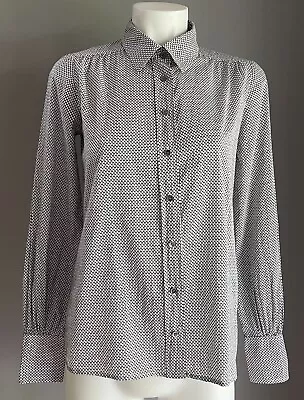 J. CREW Black & White Print Button Up Shirt Long Sleeves Cotton Size 0/AU 4 • $39.99