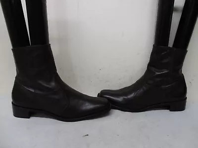 Antonio Melani Costello Brown Leather Zip Ankle Boots Women Size 7.5 M • $24.95