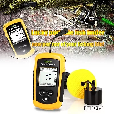 Portable Fishfinder Handheld Sonar Alarm Echo Sounder Transducer Outdoor Fishing • £45.59