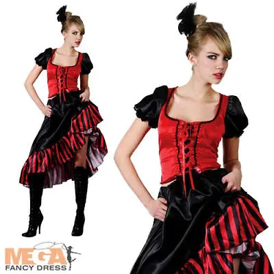 Saloon Girl Ladies Fancy Dress Burlesque Showgirl 20s Red Can Can Adults Costume • £17.99