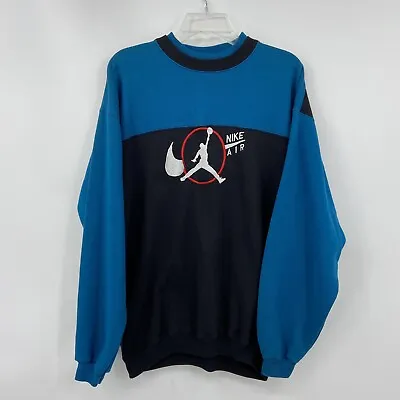 NIKE AIR Jordan Vintage Sweatshirt Adult Large Black Blue Crewneck Pullover K414 • $26