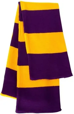 Sportsman - Rugby Striped Knit Scarf Purple Gold • $16.50