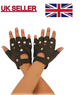 Finger Less Studded Biker/punk Gloves • £3.98