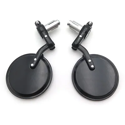 Black Foldable Universal Motorcycle Round 1  25 Mm Handle Bar End Side Mirrors • $22.89