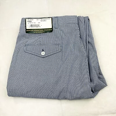 NEW Hart Schaffner Marx Vintage Pants Blue White Checkered 34R Unhemmed Pleated • $20