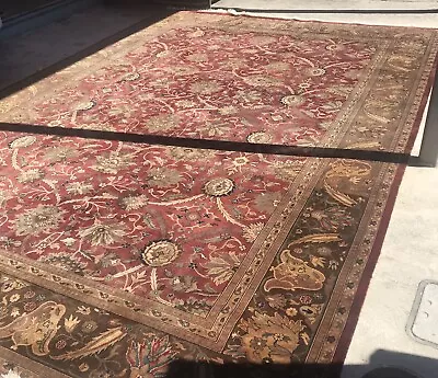 Agra Oriental Rug Handmade Red Allover Mahal Pattern 9’.9”x 14’.2” Just Cleaned • $1695