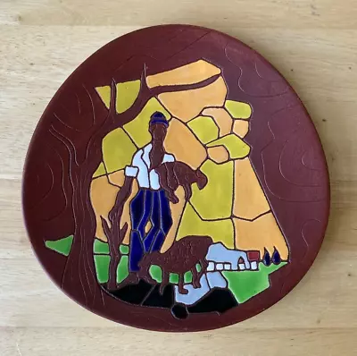 Vintage KERAMOS ISRAEL 7  Kibbutz Shepherd Ceramic Wall Plaque - VGUC • $50