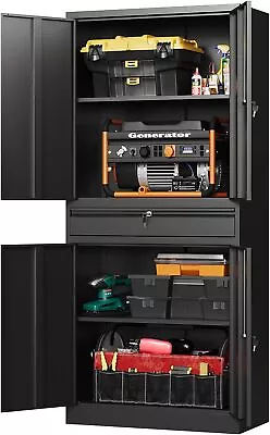 Metal Garage Storage Cabinet With WheelsRolling Cabinet With 4 Doors For Home • $199.99