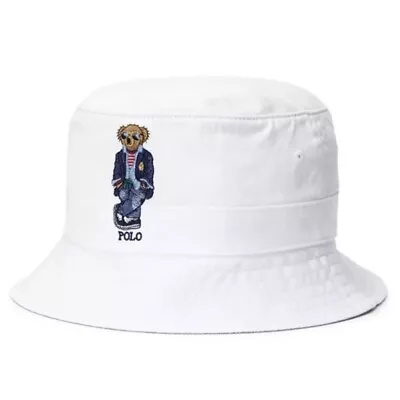 New POLO Ralph Lauren Classic Cotton Chino Polo Bear Bucket Hat White Size L/XL • $48.99