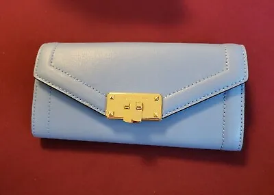 Michael Kors Kinsley Carryall Leather Wallet French Blue Msrp $178 • $78