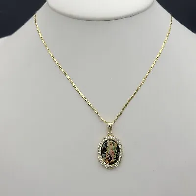 Guardian Angel With Children On Bridge 14K Gold Plated Necklace Pendant N Chain • $16