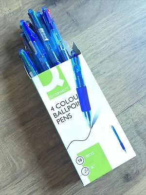 Q Connect 4 Colour Retractable Ballpoint Pen(Black/Blue/Red/Green)PKT 10/KF01938 • £9.50