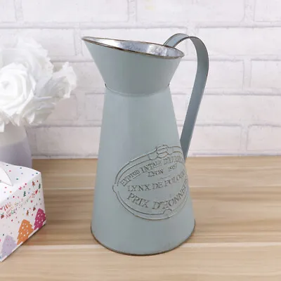 Metal Pitcher Vase Shabby Chic Style Metal Vase Can Jug Rustic Pitcher Flower S • £18.88