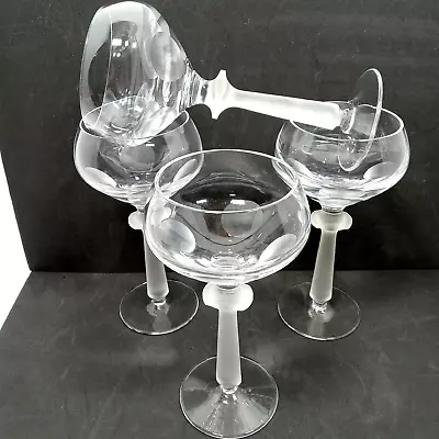 4 MIKASA Eclipse Crystal Water Glasses Goblets Clear Frosted Stem Bar Drinkware • $49.99