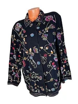 Vintage Quaker Factory Beaded Butterfly Embroidered Floral Jacket Large Read • $9.60