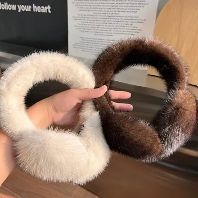 Women's Real Mink Fur Earmuffs Winter Warm Large Ear Protection Muffs Earflap • $55.99