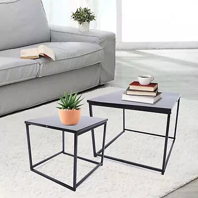 Modern End Table 2pcs Square Side Table Iron Anti-Rust Portable Daily Use • $39.90