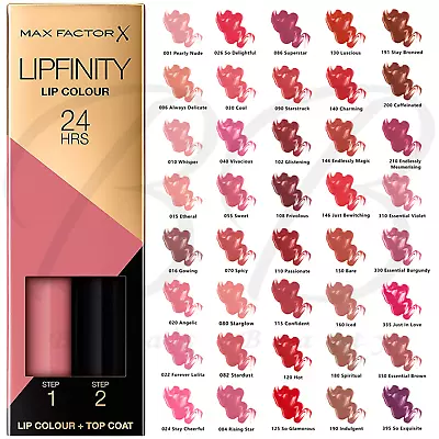 MAX FACTOR Lipfinity 2 Step Lip Colour + Top Coat 24Hrs Lip Tint Lipstick *NEW* • £10.49