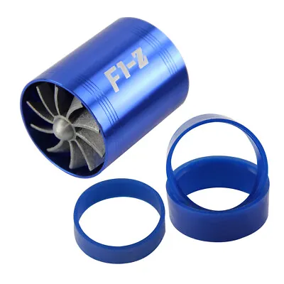 F1-Z Double Supercharger Turbine Turbo Charger Air Intake Fuel Saver Fan Blue  • $20.46