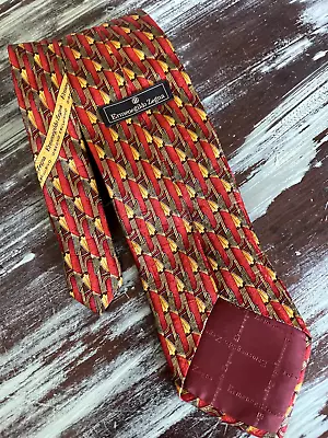 ERMENEGILDO Zegna Men's Red & Yellow Stunning 100% Silk Luxury Tie  $175 • $14.99