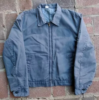 Vintage 1970s Mechanic Work Jacket Grey Size Medium Talon Zipper Insulated  • $50