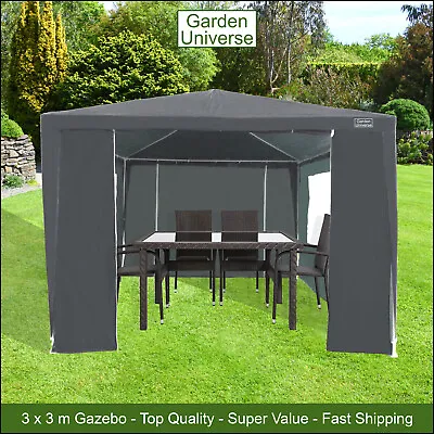 £48.99 • Buy Gazebo Marquee Canopy Party Tent Grey 3 X 3m Garden Universe Steel Frame