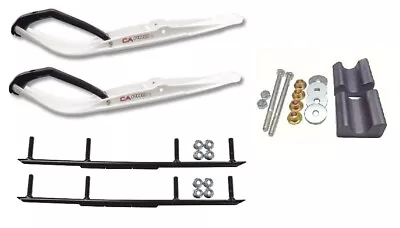 C&A Pro White Razor Snowmobile Skis W/ 6  Round Bars Complete Kit • $386.02