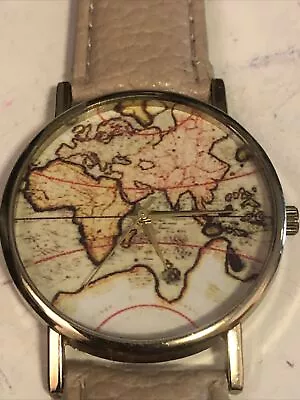 World Map Quartz Watch NEW BATTERY  • $10