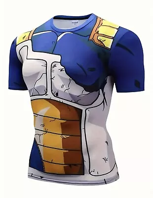 Dragon Ballz Vegeta Armor Short Sleeve Compression Rash Guard Large • $20.99