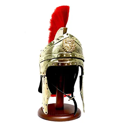 $410 • Buy Antique Handcrafted Roman Imperial Guard Praetorian Helmet With Wooden Stand