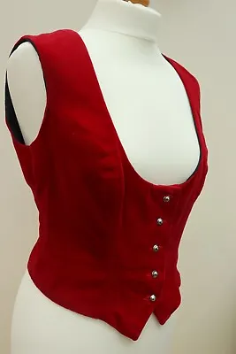 Vintage 1960s Womans Red Velvet Austrian Trachen Waistcoat Hagro EU Sz 36 Small • £35