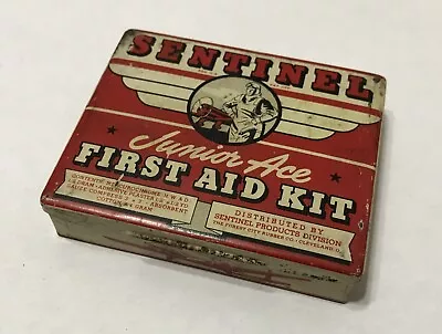 Vintage Sentinel Junior Ace First Aid Kit - First Aid Tin - Airplane Graphics • $9.99