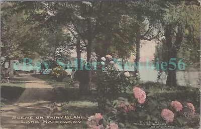 Lake Mahopac NY - SCENE ON FAIRY ISLAND - Hand Colored Postcard • $10