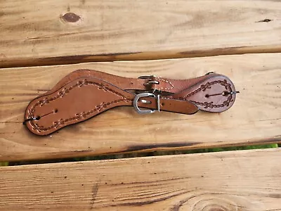 New Men's Western Brown Leather Spur Straps With Barbwire Tooling • $25.99