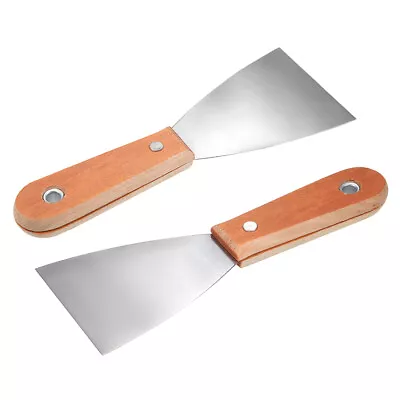 Putty Taping Paint Scraper 3  Steel Flexible Blade Bamboo Handle Wall Floor 2pcs • $11.31