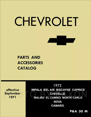 1972 Illustrated Master Parts Book El Camino Chevelle Monte Carlo Camaro Nova 72 • $69