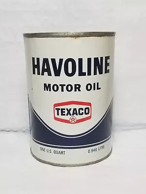Vintage 1970's Texaco Havoline 1 Quart Oil Can Metal 1 QT With Top Cut Out  • $10