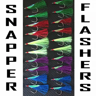 20X Snapper Snatchers Flashers Circle Hooks Fishing Rigs Striker 3/0 4/0 5/0 6/0 • $16.95