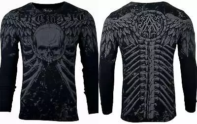 $25.95 • Buy Xtreme Couture By Affliction Men's Thermal Shirt COLLISON Skull Biker Black