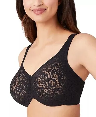 New Wacoal 65547 BLACK Halo Lace Full Figure Underwire Bra Size 34DDD • $28.99