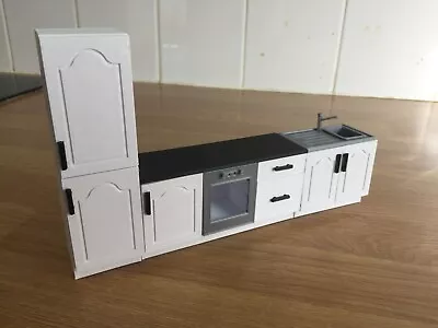 £29 • Buy Dolls House Kitchen, Modern, Fitted Kitchen 1:16 Or 1:12, Fridge, Freezer, Oven,